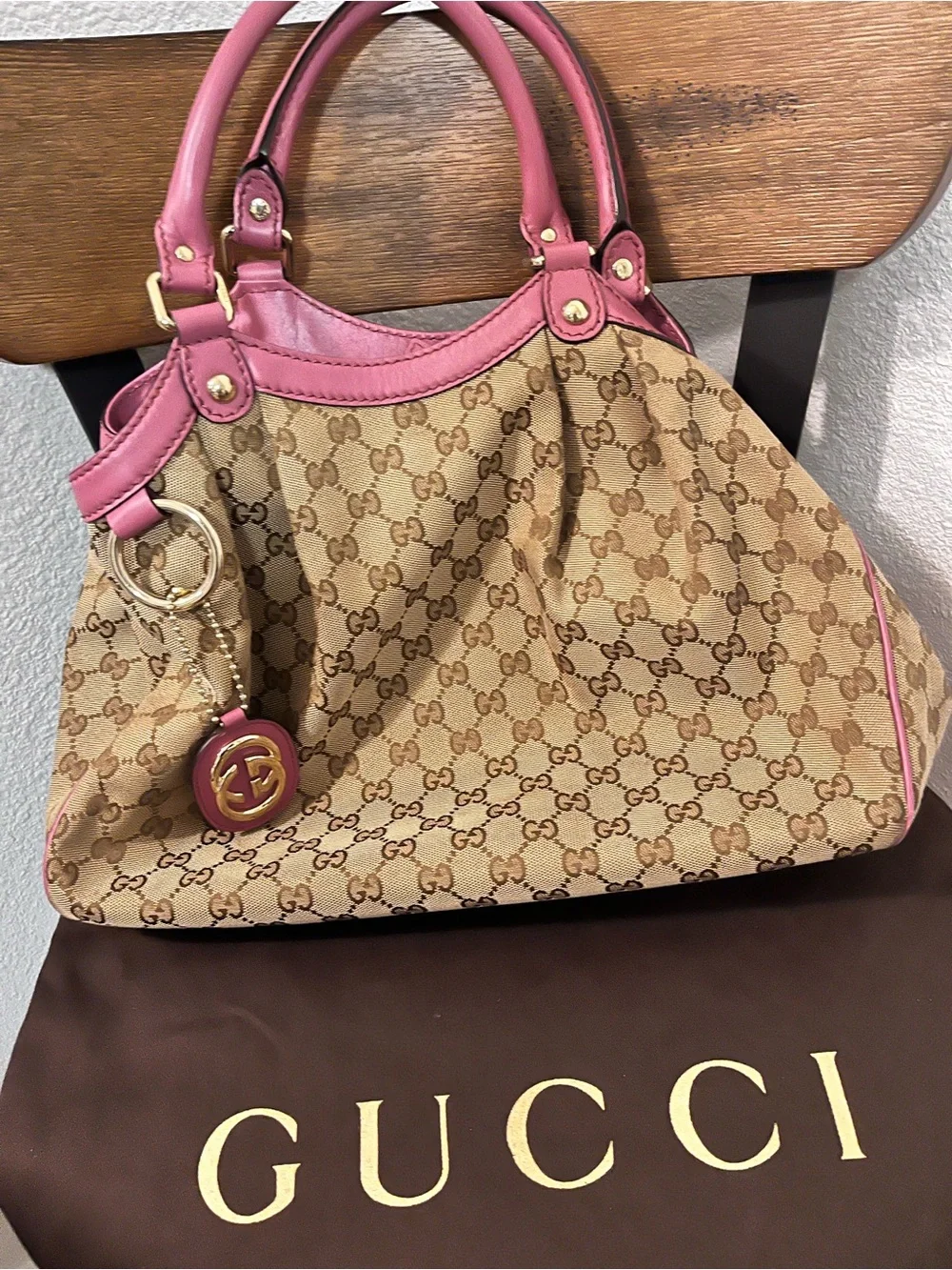 GUCCI SUKEY GG CANVAS/LEATHER TOTE